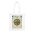 Close-up of the Vintage Compass Cotton Tote Bag showcasing its vibrant print and sturdy handles.