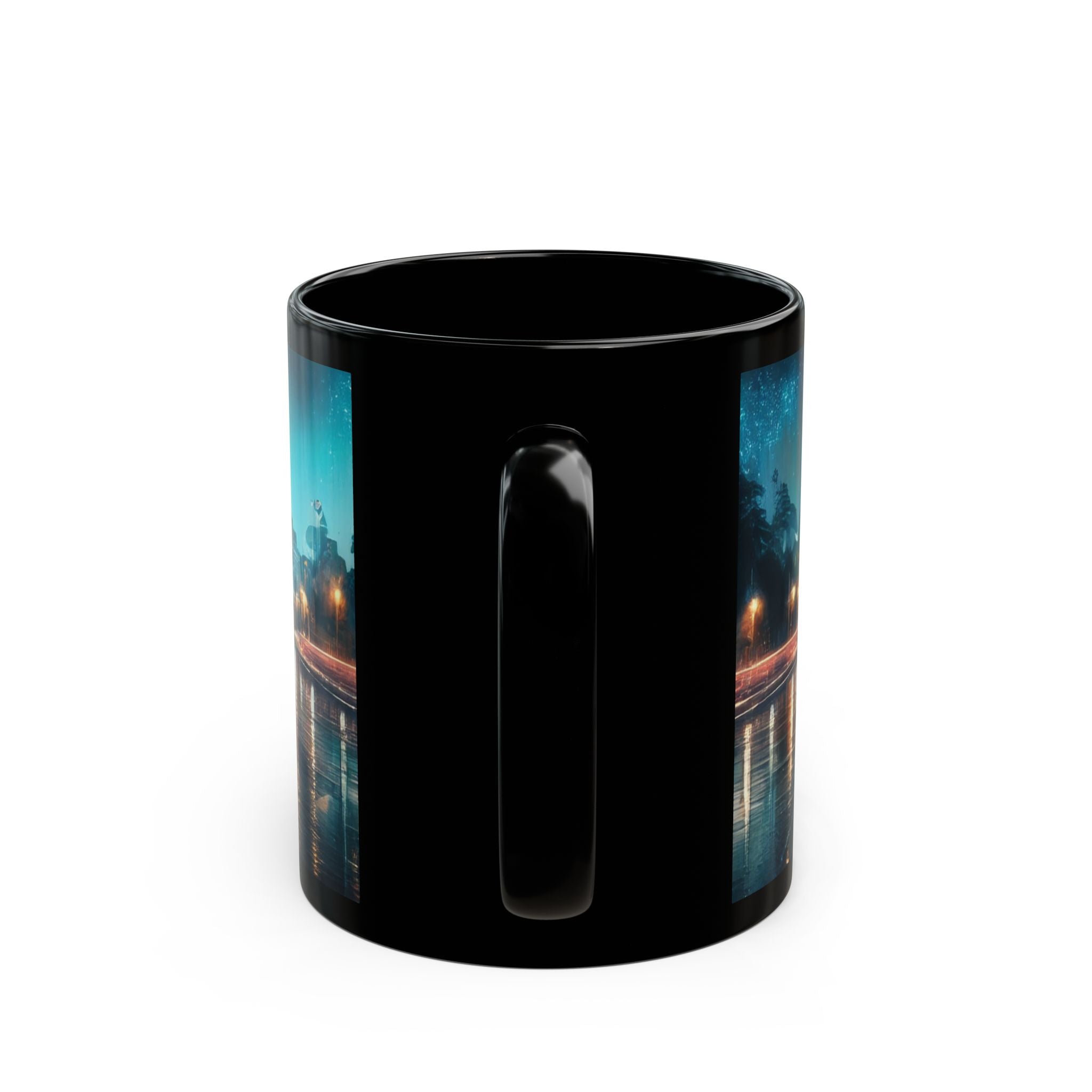 Stylish Urban Scene Mug displayed on a table, ideal for gifting to coffee enthusiasts.