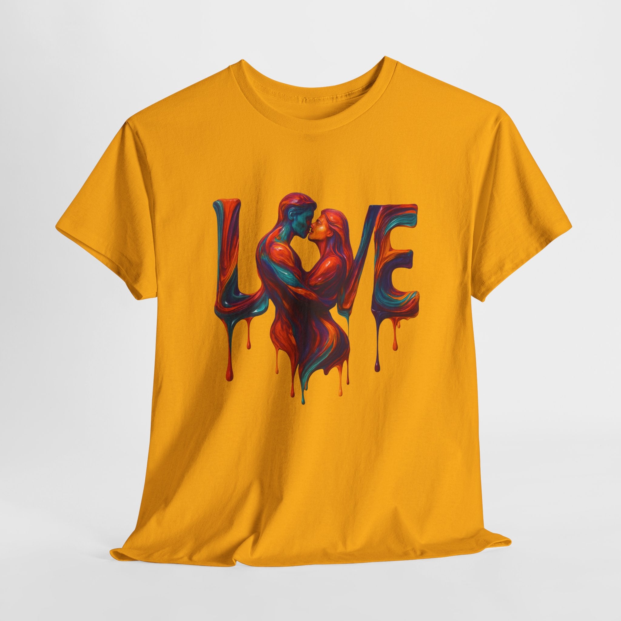 Love Unisex Heavy Cotton Tee styled with a denim jacket, ideal for everyday wear.