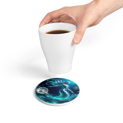 Mermaid Ceramic Coaster – Ocean Fantasy Drink Coaster