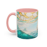 Sailboat Ocean Waves Accent Coffee Mug — Nautical Sea Morning Tea Cup US