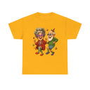 Playful illustration of an elderly couple on the Dancing Seniors Illustration T‑Shirt, perfect for whimsical wear.