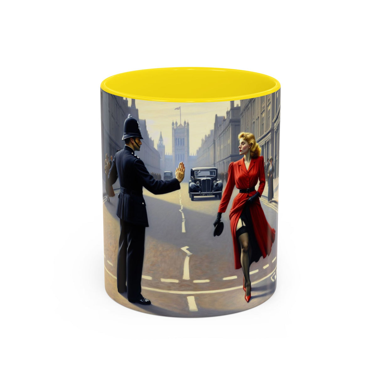 Vintage Glamour Accent Coffee Mug displayed against a vibrant background, perfect for home decor.