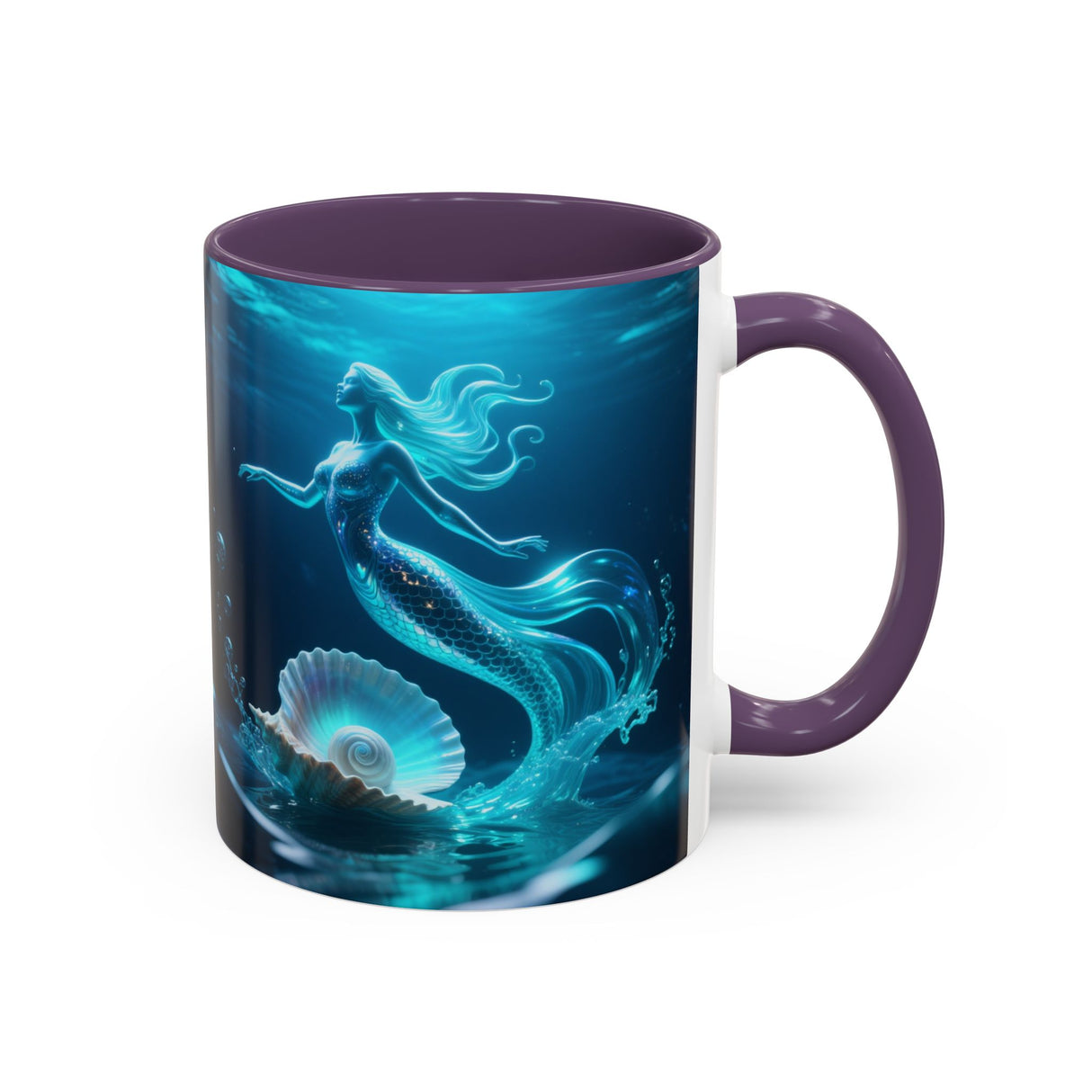 Mermaid Shell Accent Coffee Mug – Ocean Fantasy 11/15oz US