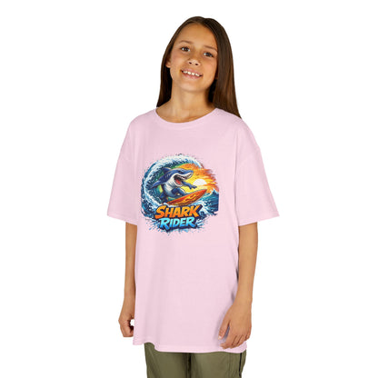 "Shark Rider" Surfing Shark Graphic —  Kids Tee