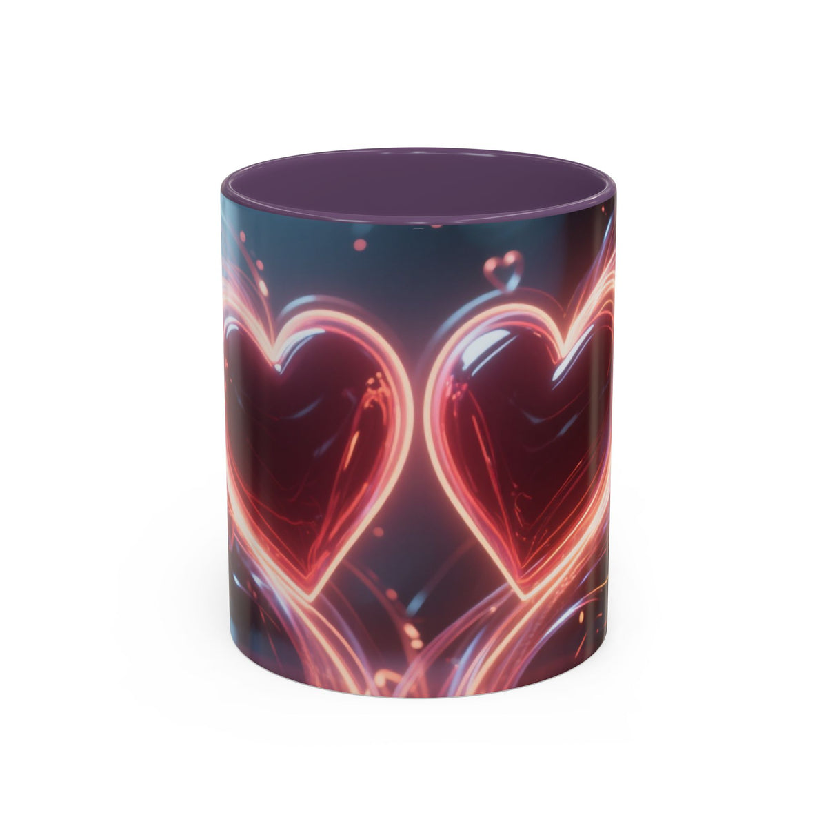 Neon Heart Accent Coffee Mug — Romantic Glow Cup for Valentine’s Day & Gifts US