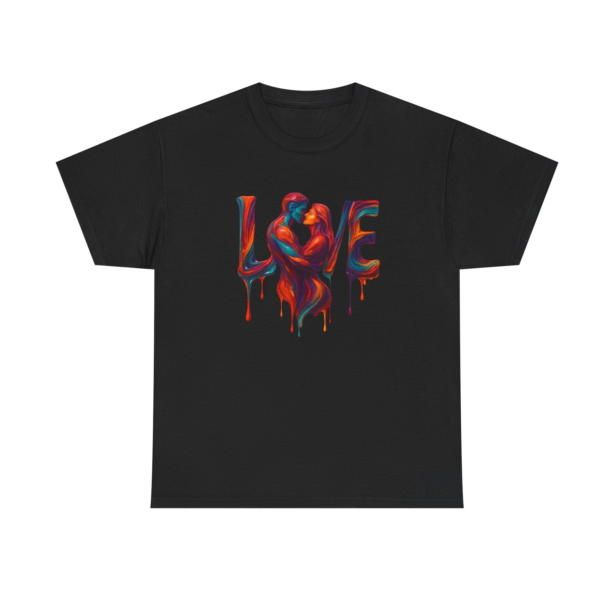Love Unisex Heavy Cotton Tee with care instructions tag, ensuring proper maintenance for longevity.