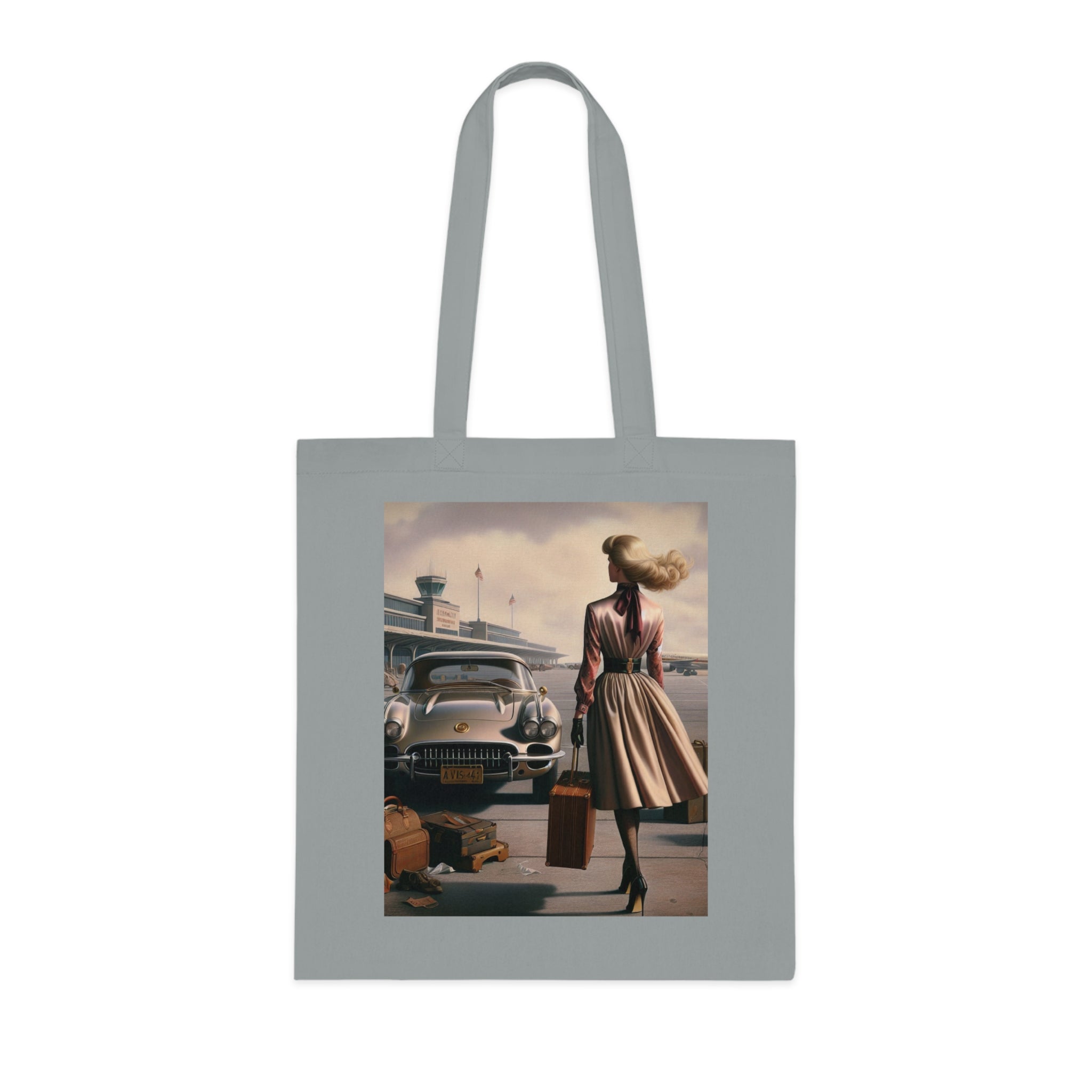 Eco-friendly message and usage of the Vintage Travel Cotton Tote Bag.