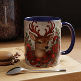 Ceramic Christmas Reindeer Coffee Mug with contrasting interior and handle, perfect for holiday sips.