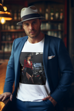Vintage Glamour T-Shirt displayed on a model, showcasing retro fashion tee for stylish casual wear.