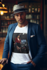 Vintage Glamour T-Shirt displayed on a model, showcasing retro fashion tee for stylish casual wear.