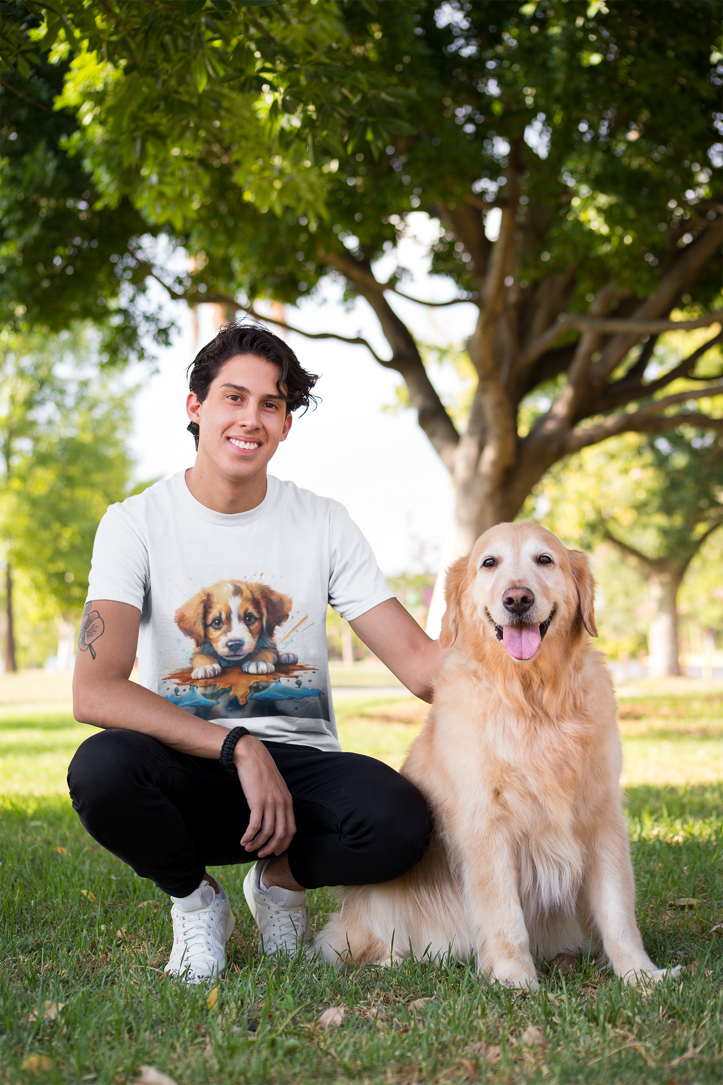 Adorable Puppy Art Tee, Cute Dog Lover's T-Shirt, Casual Gift for Animal Lovers, Gift for Him, Pet-Themed Apparel, Fun Birthday Gift
