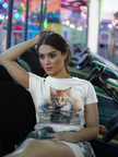 Adorable Cat Reflection Unisex Heavy Cotton Tee, Pet Lover T-Shirt, Animal Art Shirt, Cute Cat Gift for Her, Everyday Casual Wear