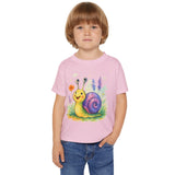 Cute Snail Toddler T-Shirt - Fun and Colorful Jersey Tee for Kids with an elastic ribbed collar.