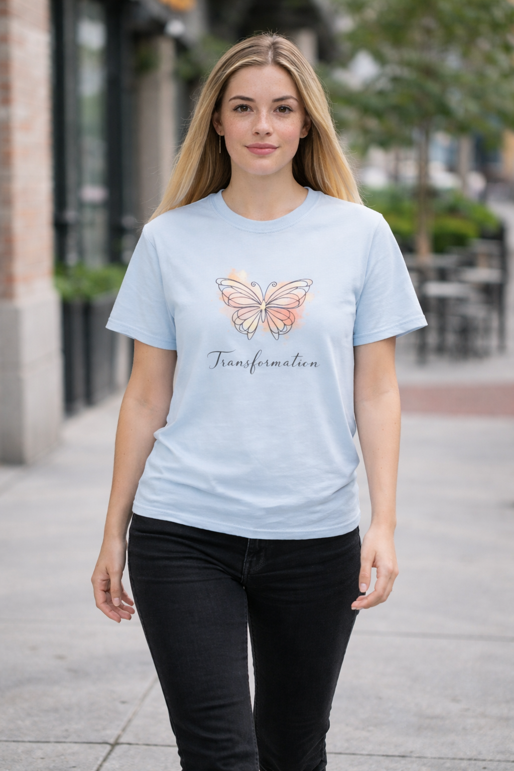 Transformation Pastel Butterfly Graphic Stylish T-Shirt