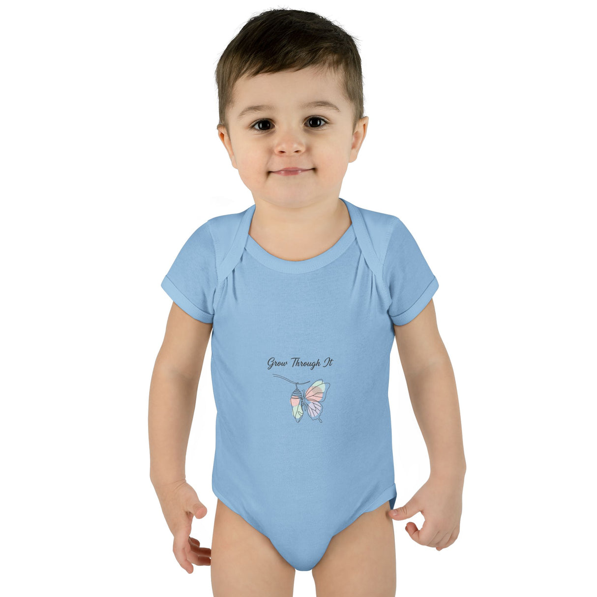 Infant Bodysuit "Grow Through It" Pastel Butterfly Baby Onesie