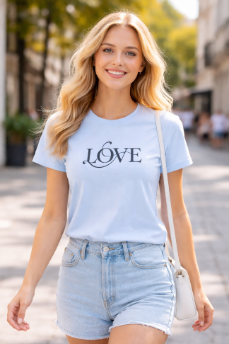 Love Script T-Shirt Elegant Black