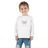 Transformation Pastel Butterfly Graphic Kids Shirt  —Toddler Long Sleeve Tee