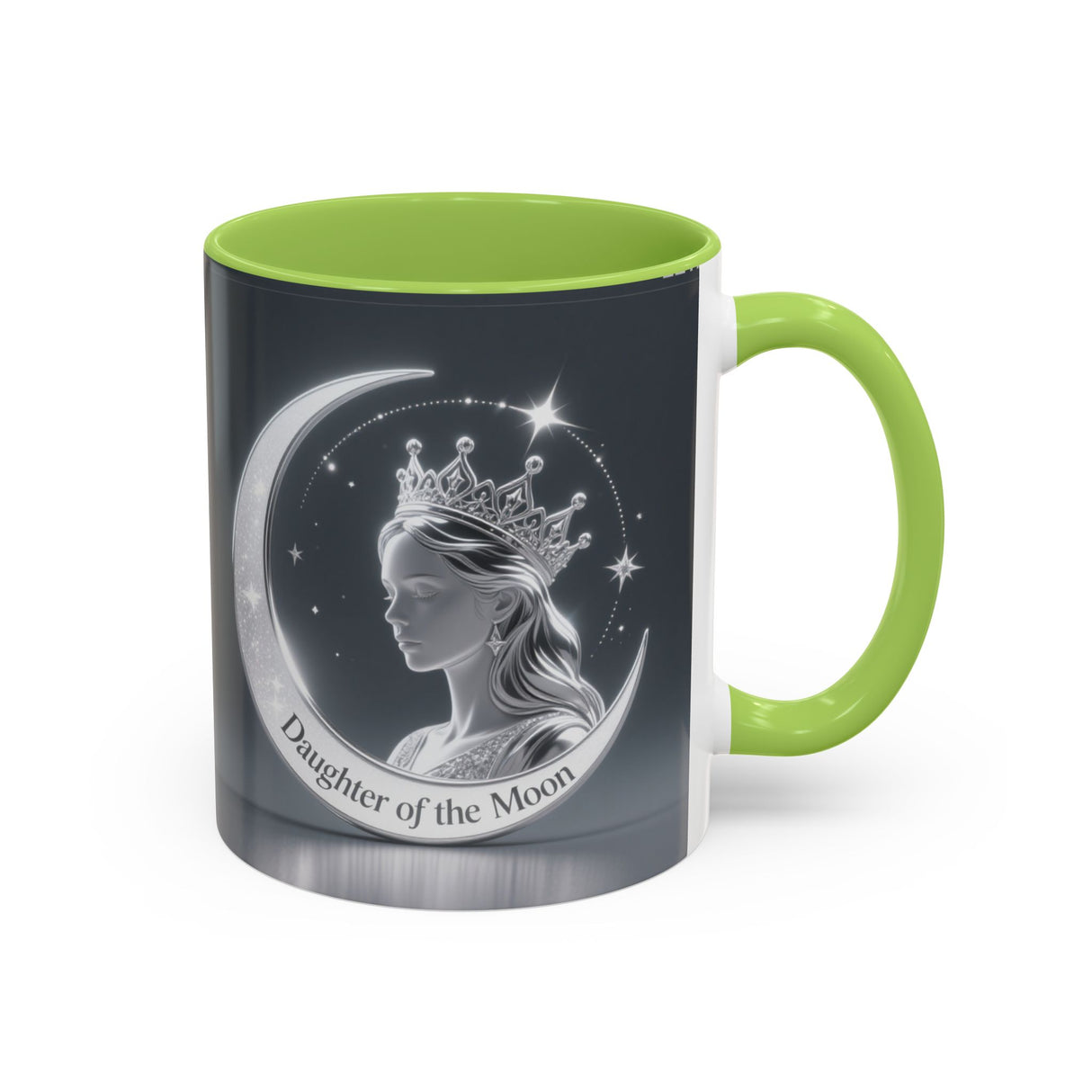 Daughter of the Moon Accent Coffee Mug — Celestial Crowned Woman 11/15oz US