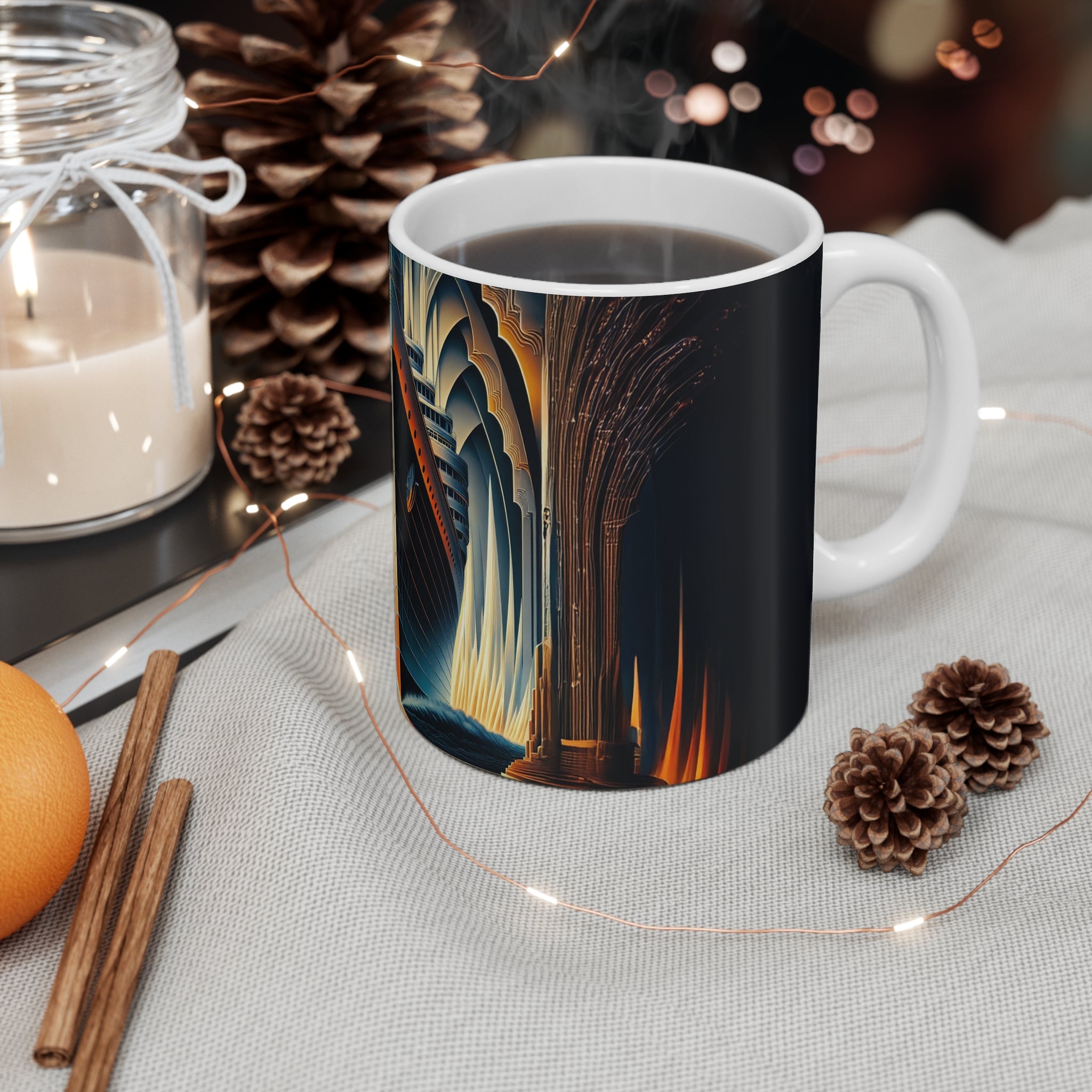 Ship, Art Deco, Mug,  Enthusiast Gift, Coffee Cup, Retro, Unique, Mug, Glamour, Retro, Ship, Liner, Boat