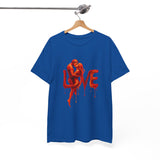 Close shot of Love Silhouette T-Shirt - Romantic Dripping Heart Design highlighting the artistic silhouette.