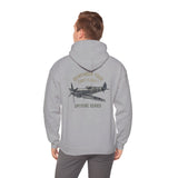 Vintage-inspired logo on the Spitfire Series Hoodie highlighting its connection to the golden age of aviation.