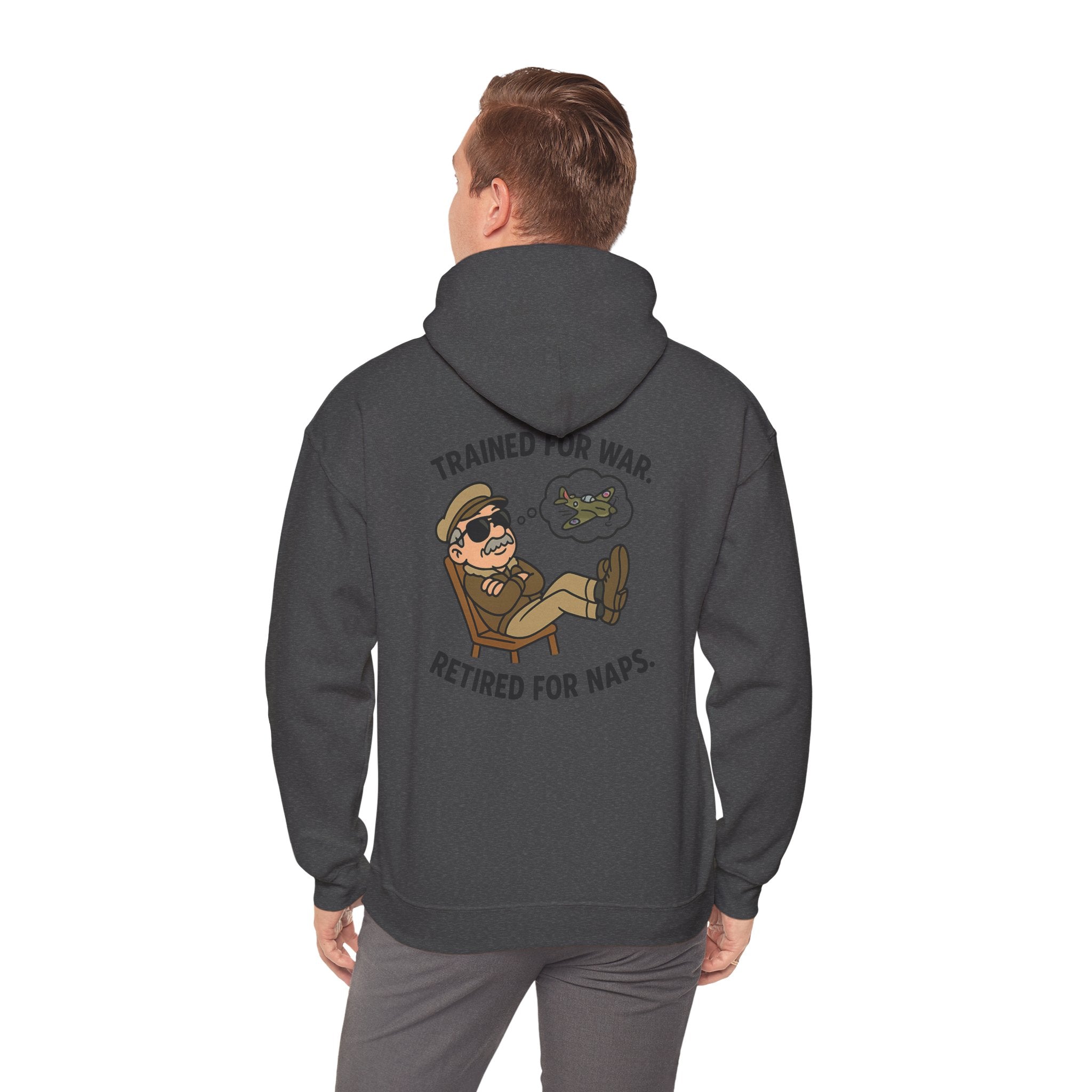 Model showcasing the Retired Pilot Hooded Sweatshirt — &