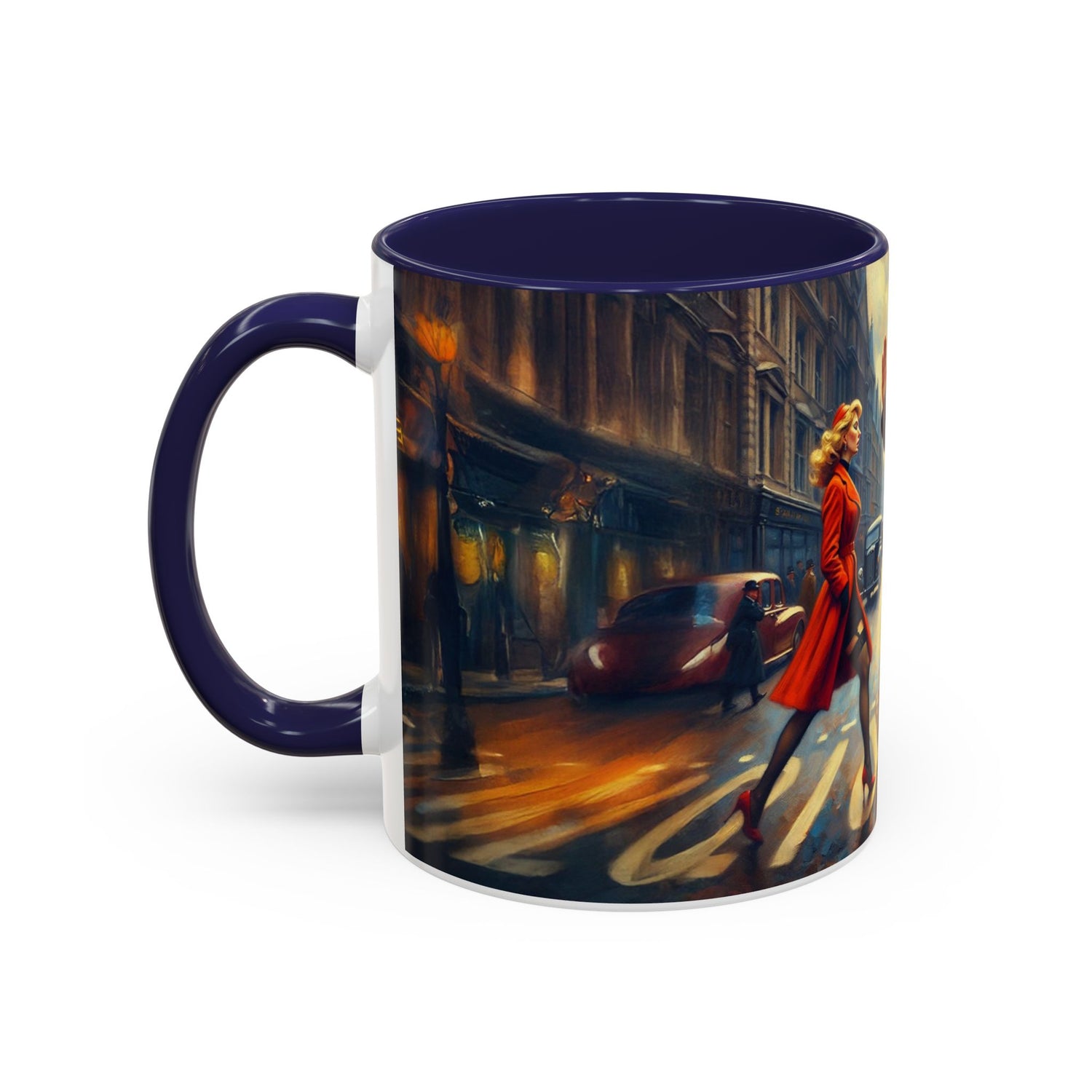 Vintage-Inspired Cityscape Accent Coffee Mug - 11oz &amp; 15oz in a relaxing afternoon tea setting.