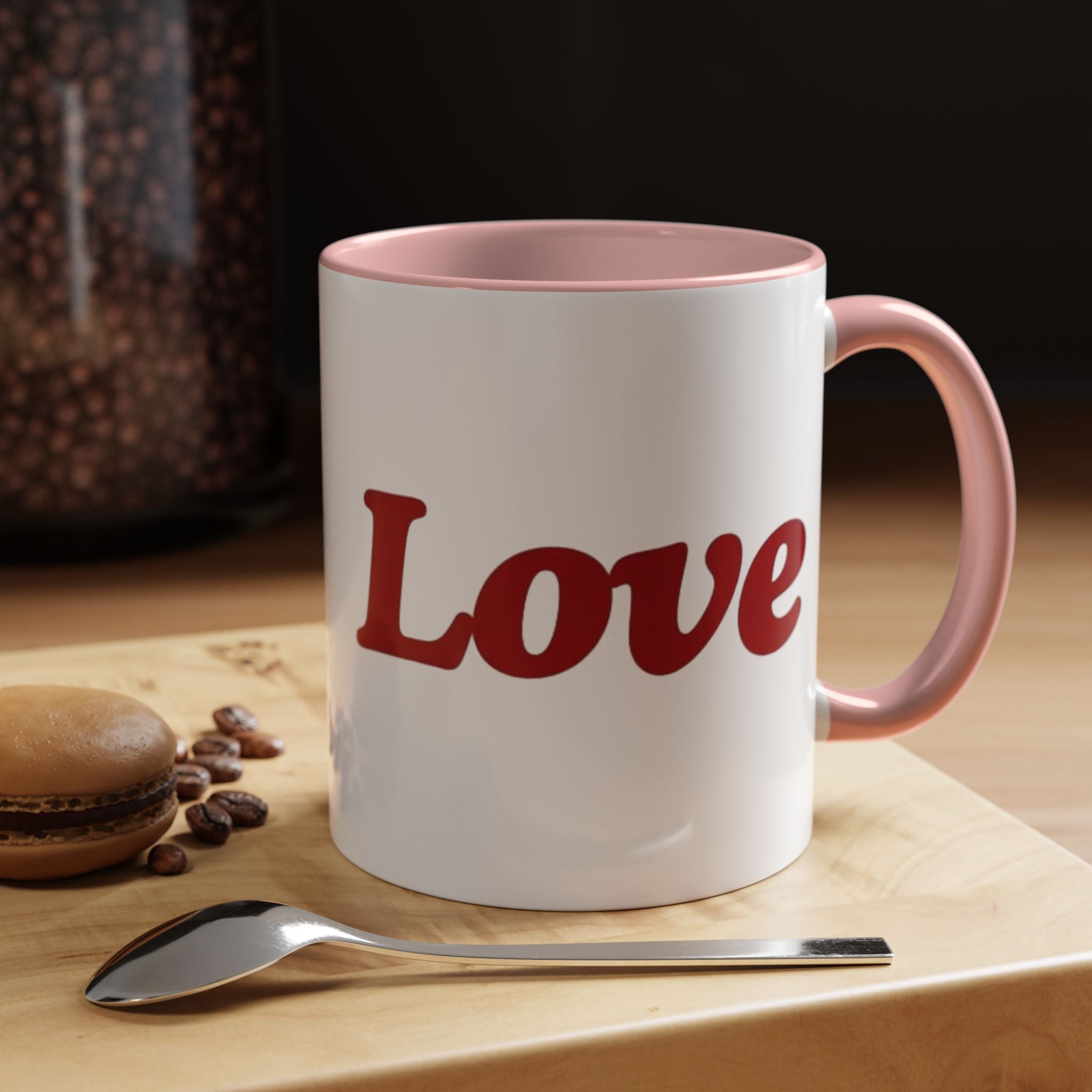 Love Accent Coffee Mug — Red Script Love Design (11oz)