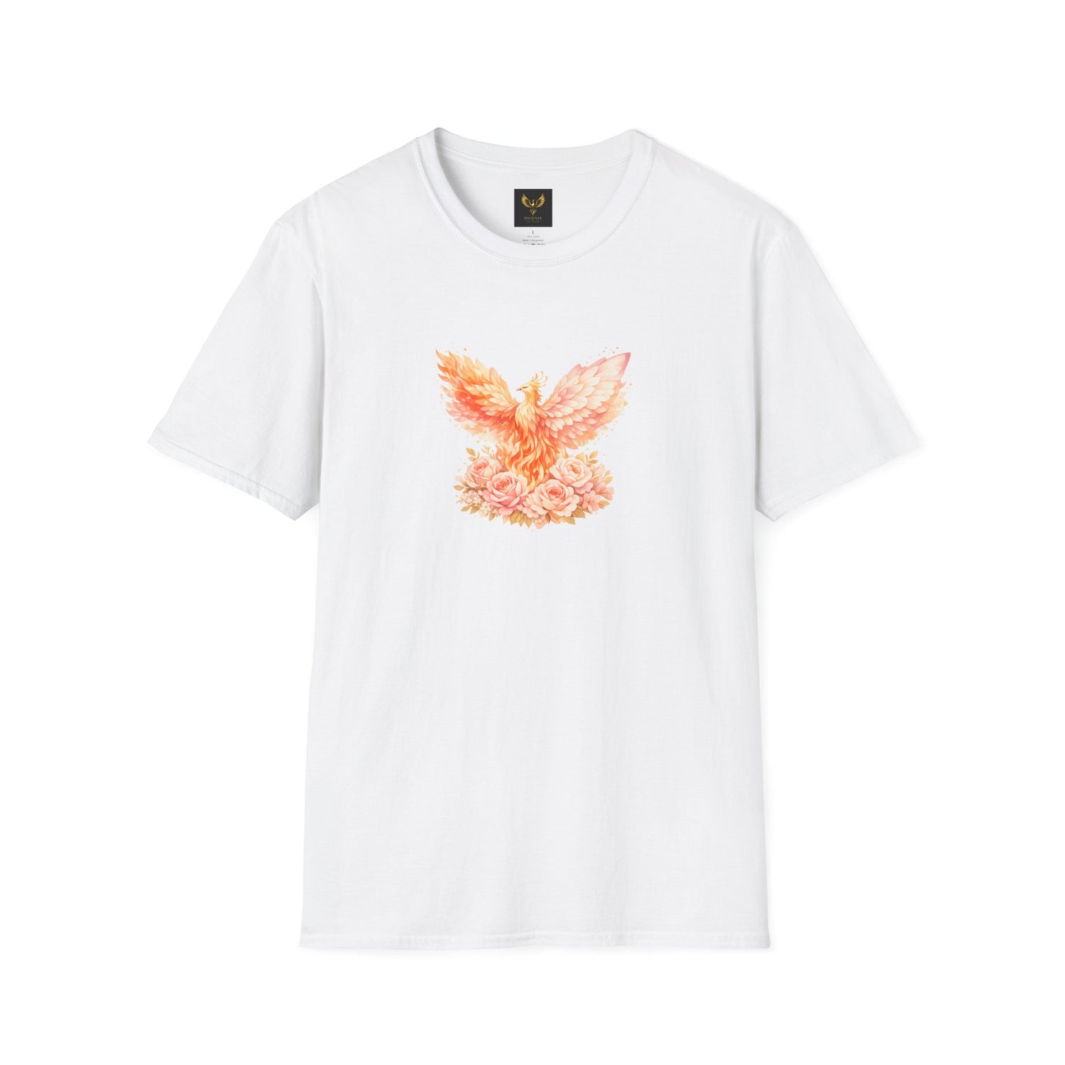Phoenix Floral Graphic T Shirt Watercolor Rising Bird Tee