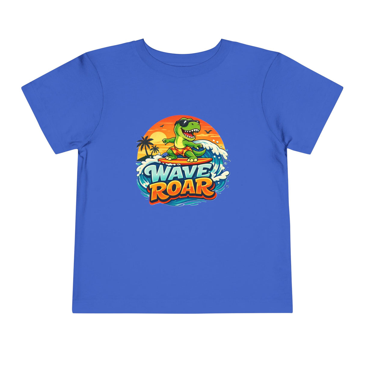 Wave Roar Toddler Tee — Dino Surf Beach Graphic Shirt