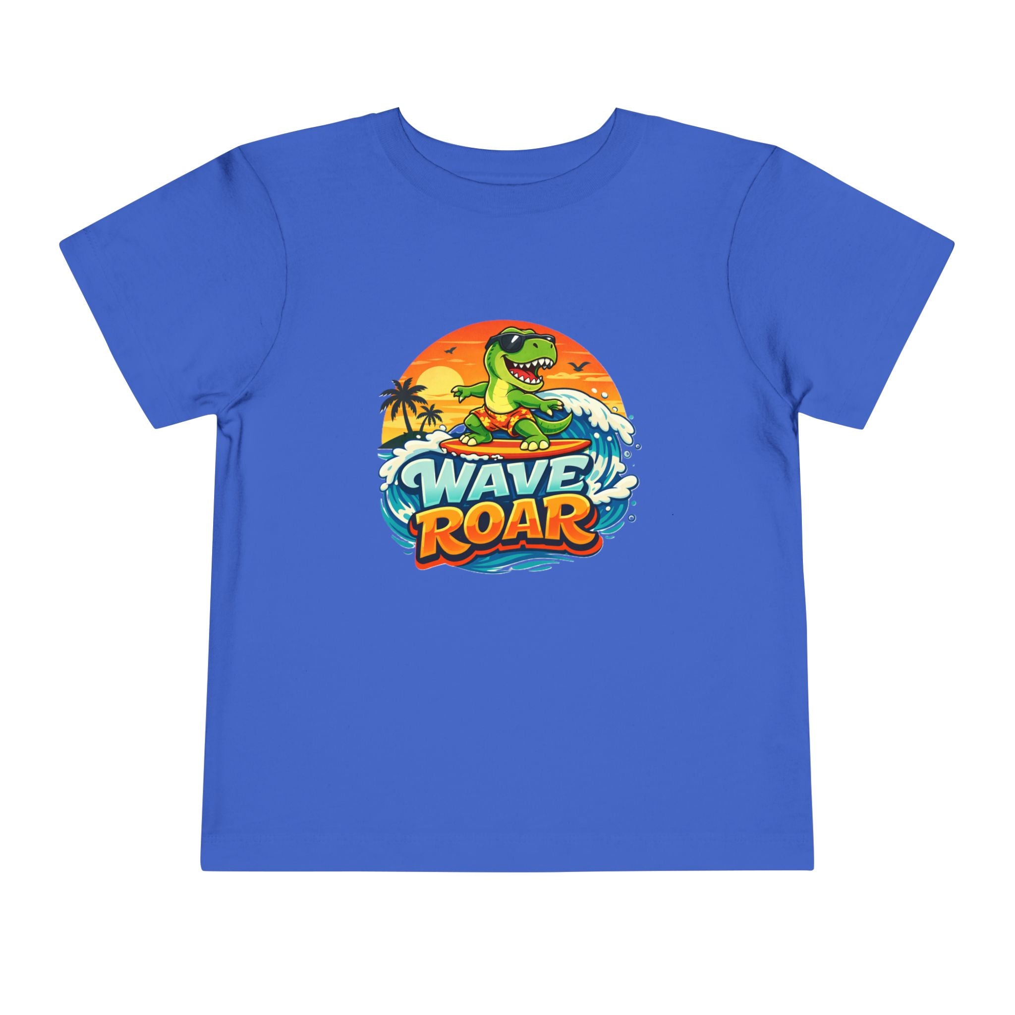 Wave Roar Toddler Tee Dino Surf Beach Graphic Shirt