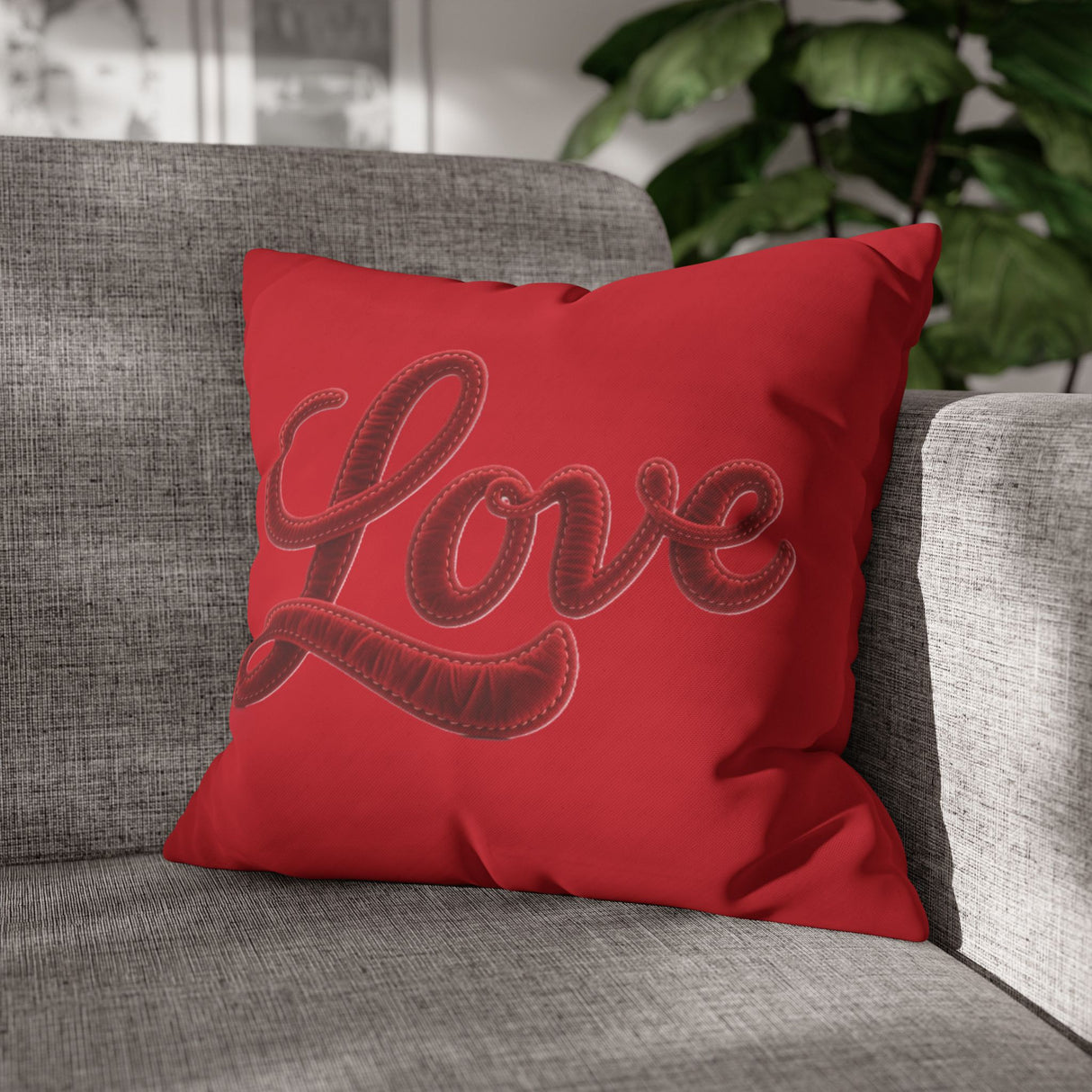 Love Script Pillowcase — Red Decorative Throw Pillow Cover