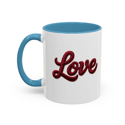 Love Accent Coffee Mug — Red Script Love Design (11oz)