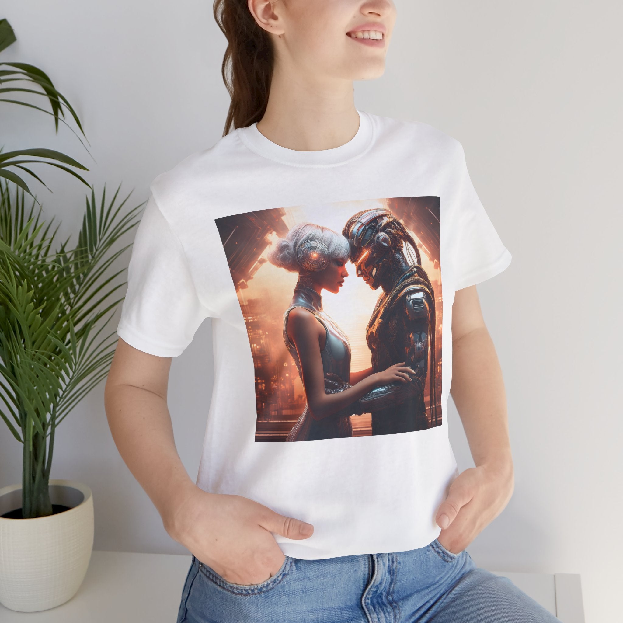 Futuristic Love Tee for Her | Sci-Fi Enthusiast Shirt, Unisex Graphic Tee, Gift for Her, Casual Wear, Geeky Apparel