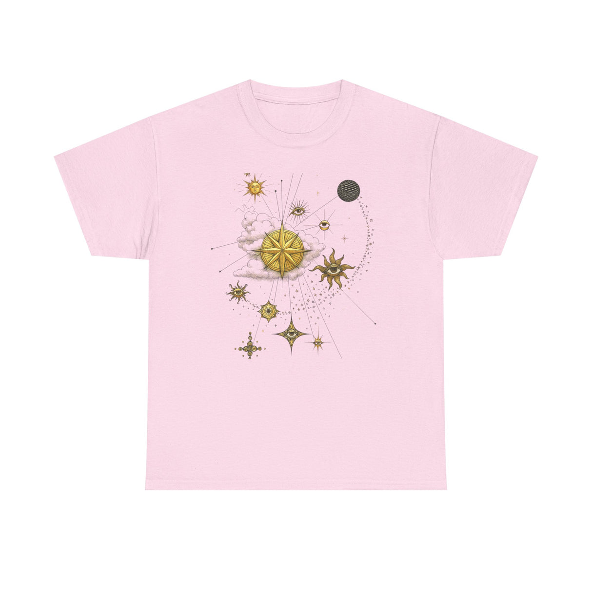 Back view of the Celestial Gold Star Map T-Shirt emphasizing the smooth and light fabric.