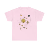 Back view of the Celestial Gold Star Map T-Shirt emphasizing the smooth and light fabric.