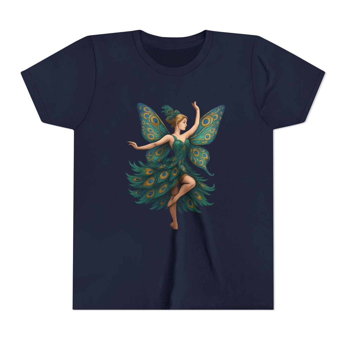 Front view of Whimsical Fairy Youth Short Sleeve Tee highlighting its comfortable fit for children.
