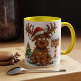 Bright and cheerful Christmas Reindeer Coffee Mug with its playful artwork and vibrant colors.