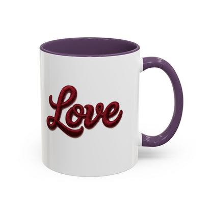 Love Accent Coffee Mug — Red Script Love Design (11oz)