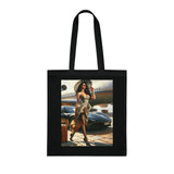 Side view of the Chic Travel Cotton Tote Bag showing its spacious design for everyday use.
