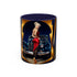 Close-up of the Vintage Pin-Up Coffee Mug - Classic Car Design highlighting the intricate details.