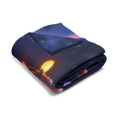 Cute Reindeer Fleece Blanket - Holiday Christmas Cozy Throw for Kids with twinkling lights design.