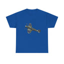 Detailed view of the classic-fit vintage WWII Spitfire Fighter Plane T-Shirt in natural lighting