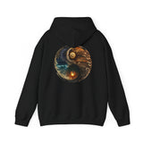 Side view of the Yin Yang Moon & Sun Hoodie showcasing its casual streetwear style.