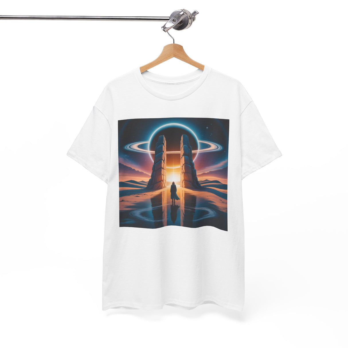 Cosmic Gateway Tee — Sci-Fi Sunset Portal Graphic T-Shirt folded neatly to show its versatility and relaxed fit.