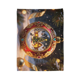 Scene of Christmas Ornament Holiday Blanket — Cozy Festive Throw folded neatly, highlighting its plush polyester fleece and vibrant print.