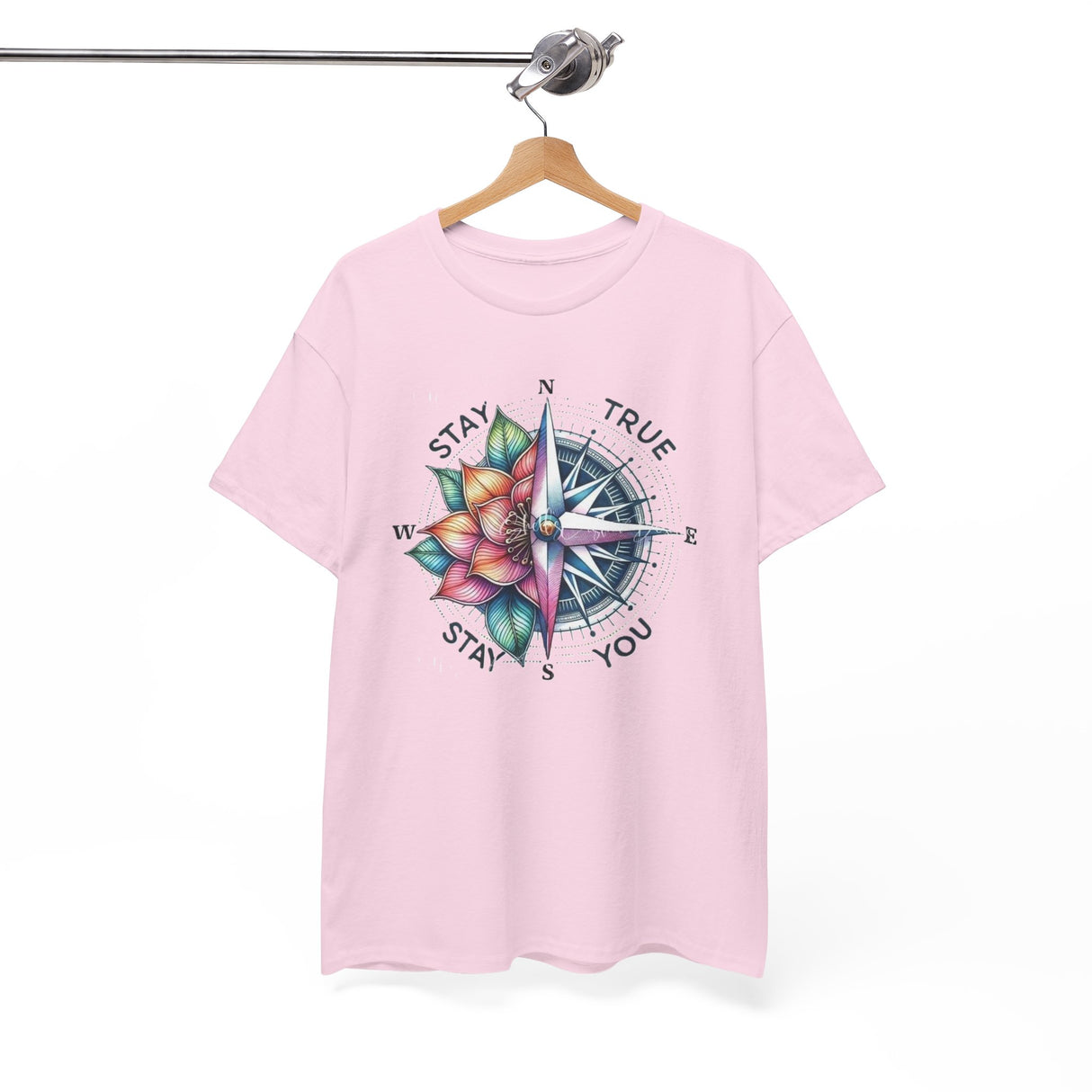 Unisex Heavy Cotton Tee displayed on a hanger, showcasing its easy care qualities.