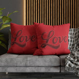 Love Script Pillowcase — Red Decorative Throw Pillow Cover