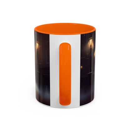 Elegant Red Dress Coffee Mug on a nightstand, ideal for a soothing evening drink.